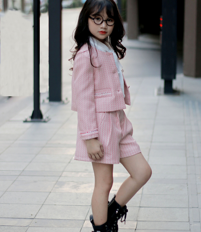 Set Vest hồng + quần short